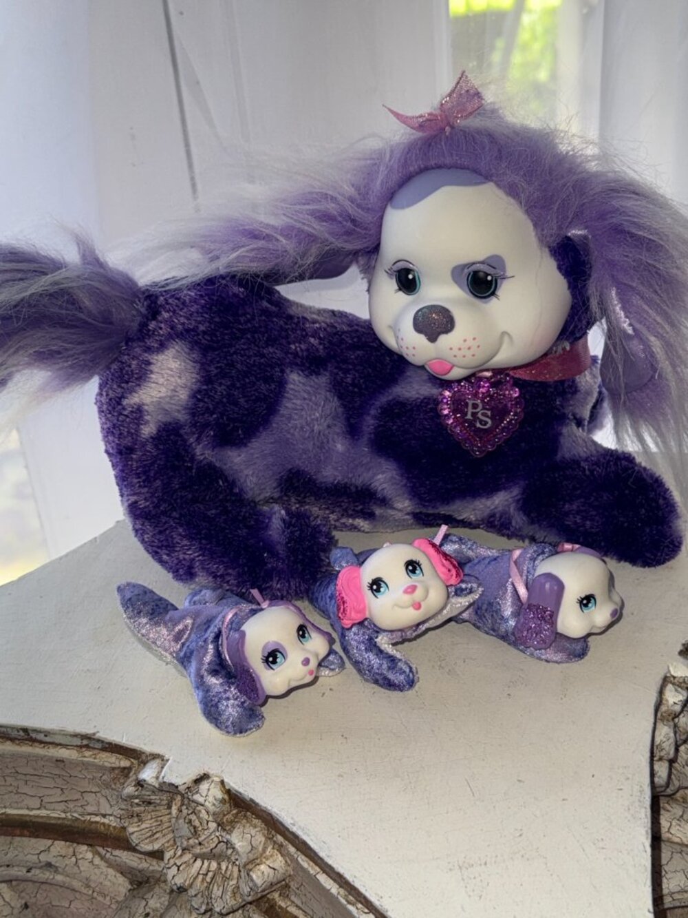 Puppy Surprise Stuffed Animal Dog Tessa with 3 Puppies Plush Just Play 2020 10"